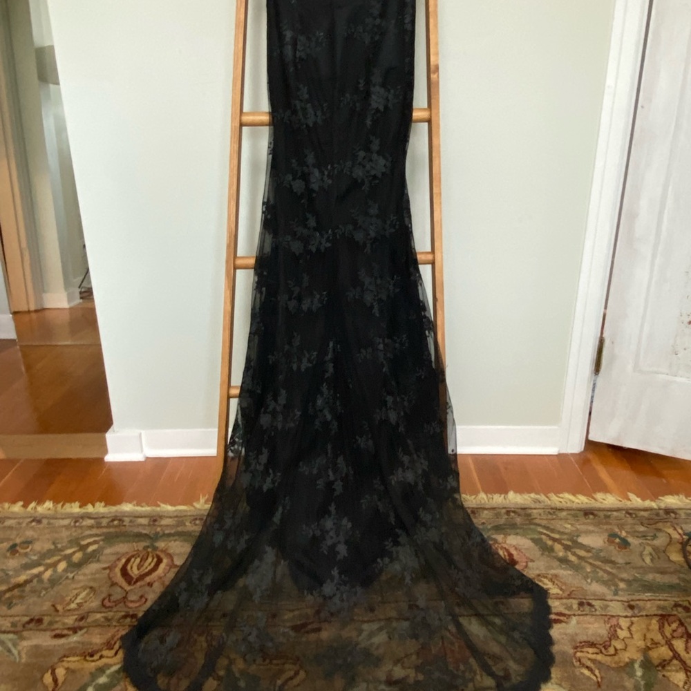 Elegant Black Lace Mermaid Hem Evening Gown